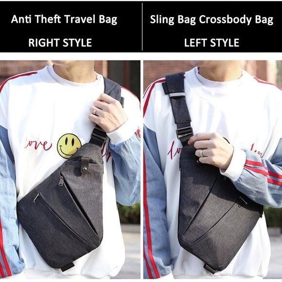 Anti Theft Travel Sling Bag for Women Men Nylon Compact Crossbody Purse - Picture 6 of 6